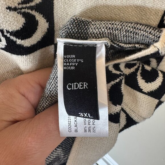 Cider Black & White Checkerboard Floral Knit Button-Down Polo – Size 3XL - Picture 8 of 10